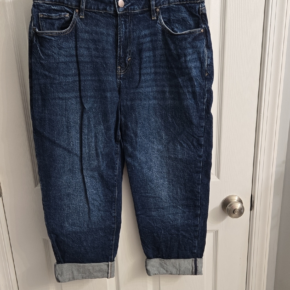 a.n.a Mid-Rise Boyfriend Jeans in Dark Blue